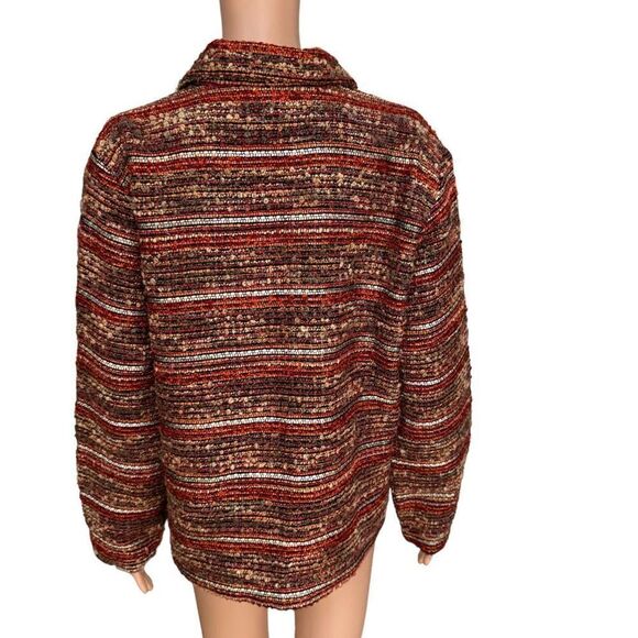 Chico’s Jacket Blazer Coat w/ Pockets Tweed Orange Wool Blend Career size 2 or L - Picture 3 of 6